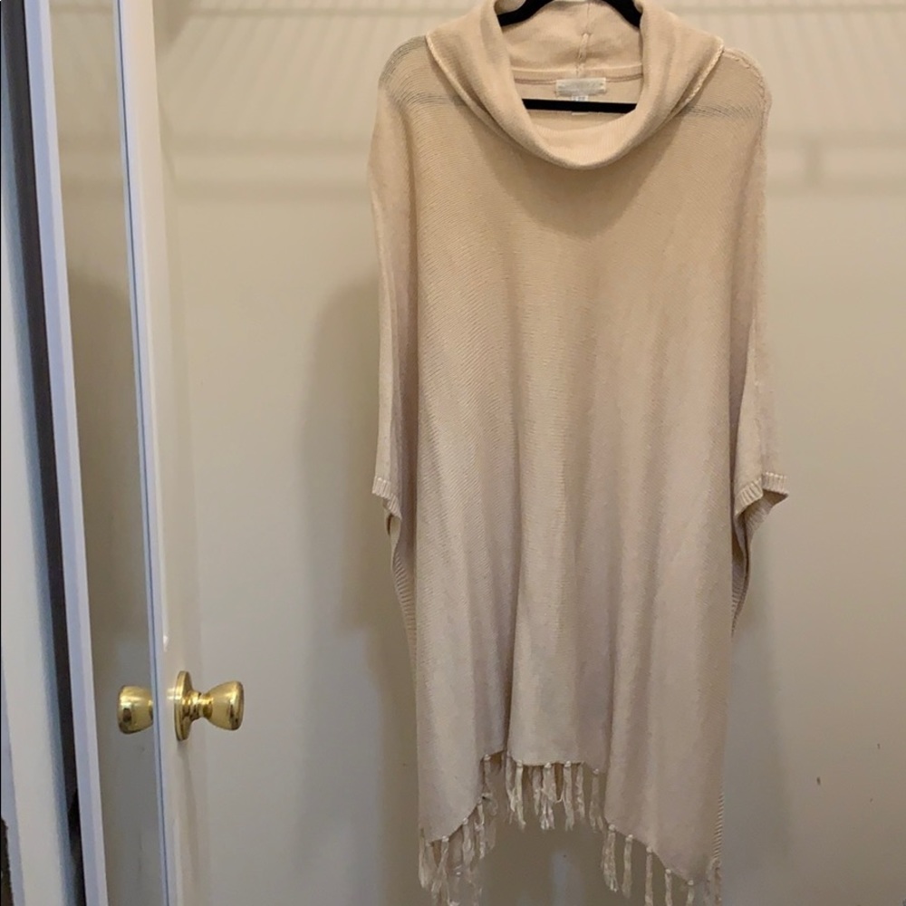 Plus Size Tan Sweater Poncho- FOREVER XXI
